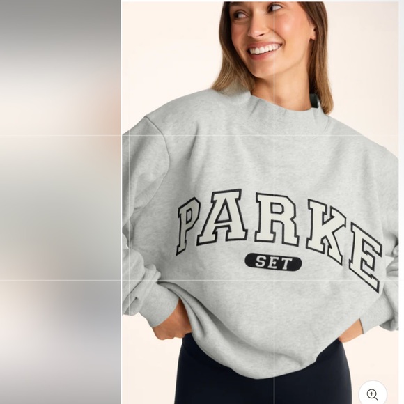 NWT Parke x Set Active Collaboration Varsity Mockneck L/XL Gray Sweatshirt Orca - Picture 2 of 10